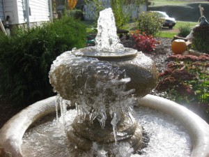 Icicles on our water fountain.  Time to put away for winter.